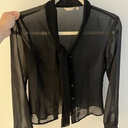 Black Sheer Button Up Blouse XS