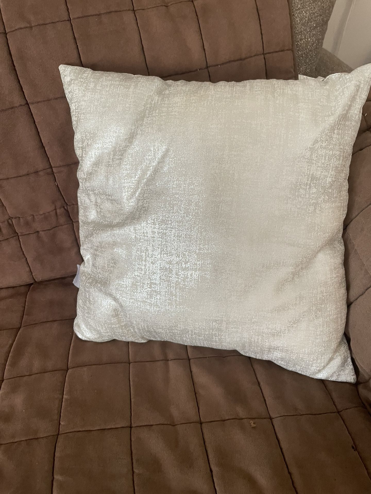 At Home Brand Silver Decorative Pillow 17in x 17in