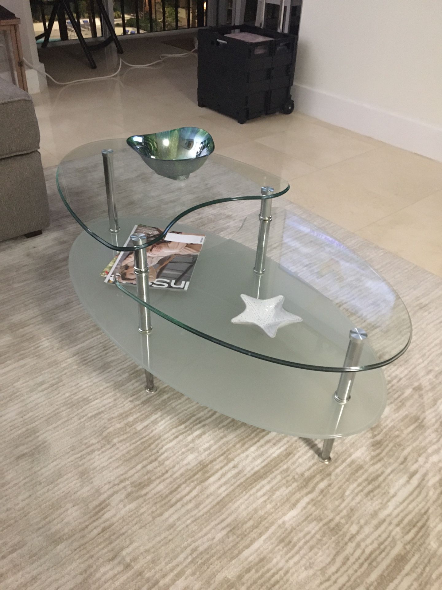 Contemporary glass coffee table