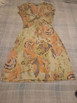 Vintage Y2K Paisley Floral O-Ring Ruched Dress - Size 6