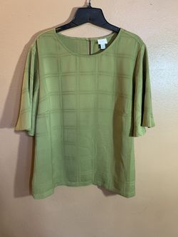 A New Day Olive Green Short Sleeve Blouse - XXL