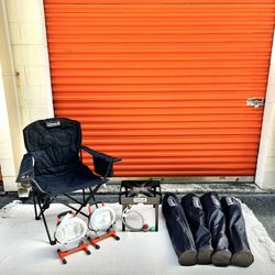 Camping Set - Chairs, Portable Gas Burner, Portable Spotlights