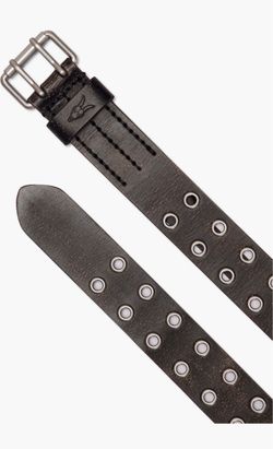 ALL SAINTS Dark Brown Leather Belt with Double Grommets