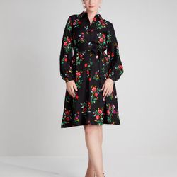 Kate Spade Autumn Floral Silk-blend Shirtdress M