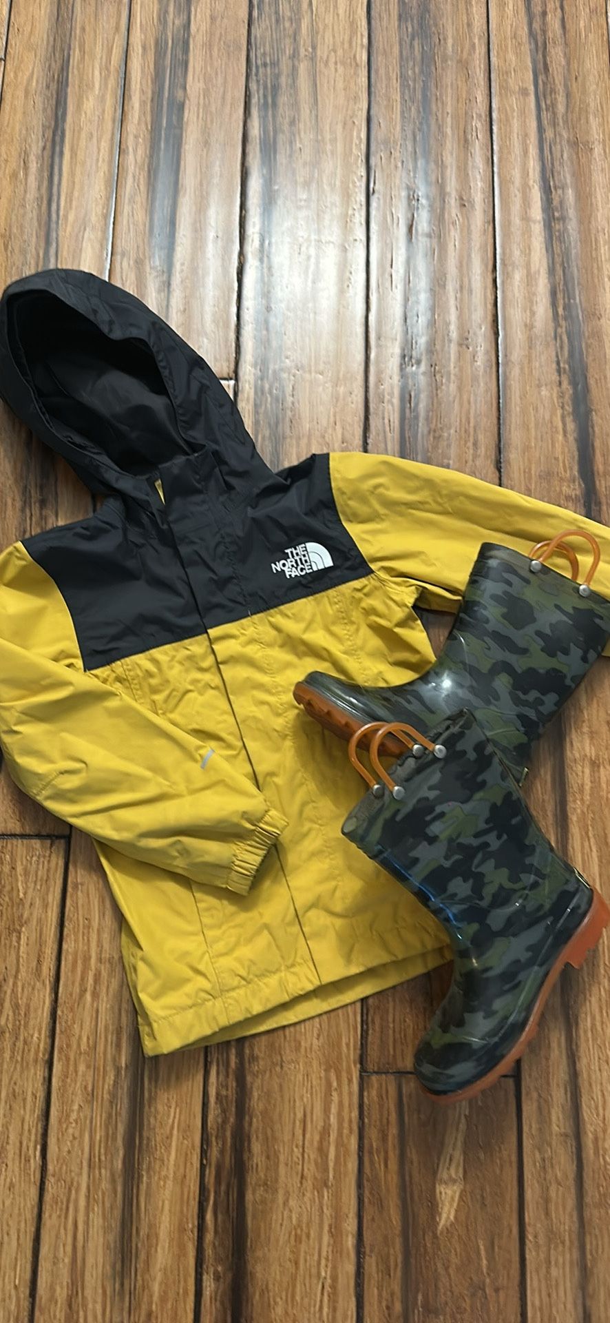 North Face Boys Rain Jacket - sz 5 and Western Chief sz 13 Light Up Rainboots