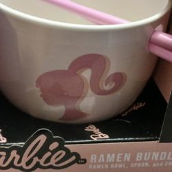 Barbie Ramen Noodle Bowl with Chopsicks, and Spoon
