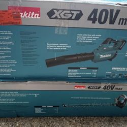 Makita XGT 40V max Brushless Cordless 24 in. Hedge Trimmer and Blower with 4.0Ah battery &charger