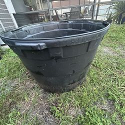⅛ 45-Gallon Round Plastic Plant Container with Drainage Holes
