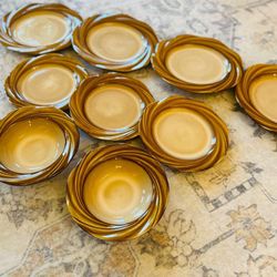 Vintage Ceramic Dishes - Set of 9 Brown & Gold Rimmed Appetizer Plates