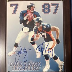 autographed Denver Broncos' "Back 2 Back" Super Bowl champion Plaque 🔥BEST OFFER🔥