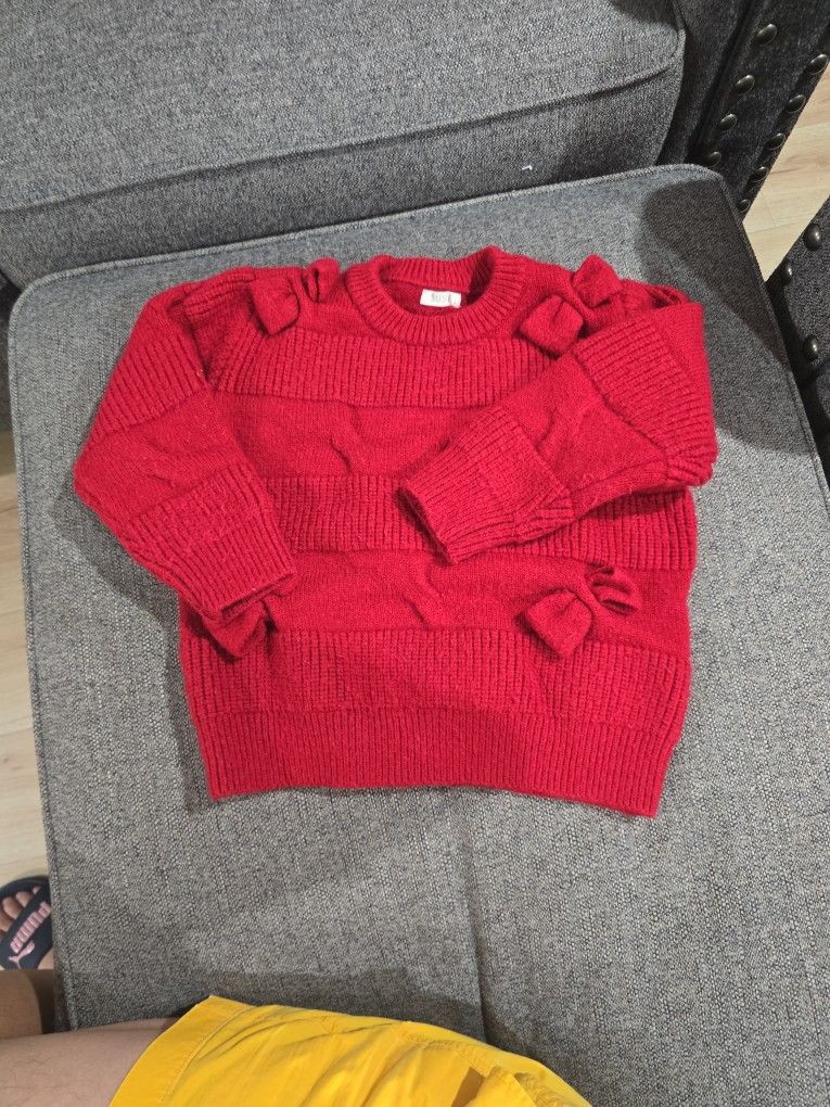 Thick Knitted Red Color Long Sleeve Like New Size 4