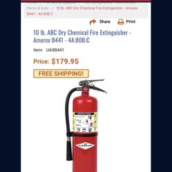 Fire Extinguisher 10 LB ABC Rated 