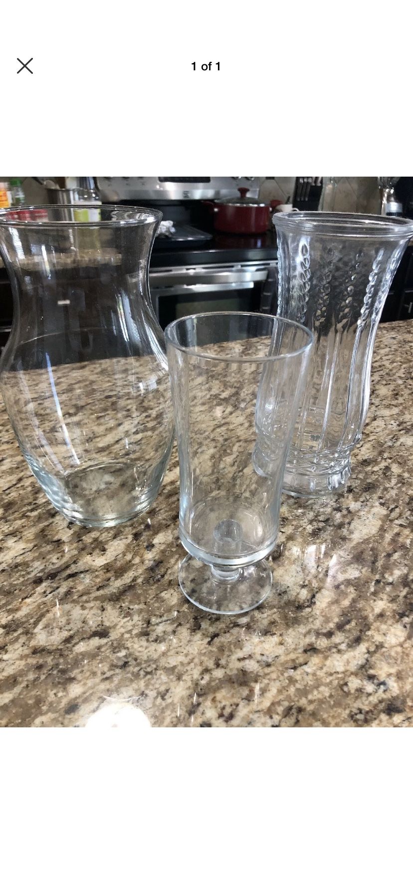 Three Glass Flower Vases