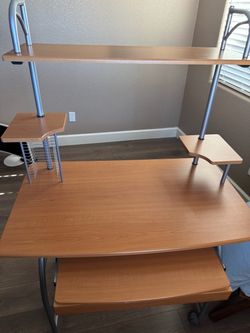 Computer Desk with Shelves and Keyboard Tray