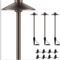 4 Pack Solid Brass Pathway Lights, new