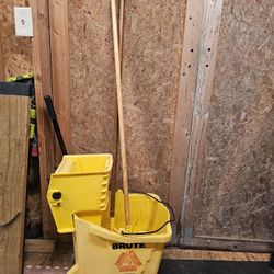 Mop Bucket And Wringer With 2 Mop Handles