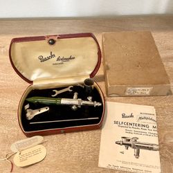 Vintage 1920s-1940s Paasche Type MML Airbrush Set w/ Original Case, Box, Paperwork & Accessories