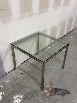Glass Top Chrome Side Table