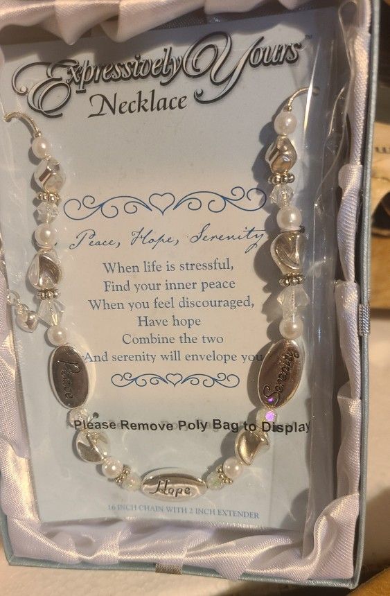 Girls "Hope" Necklace, Beads And Charms.