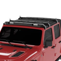 Roof Rack Cross Bars for 2007-2024 Jeep Wrangler JK JL Gladiator JT w/ LED Light