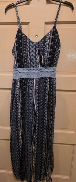 Blue Geometric Pattern Jumpsuit