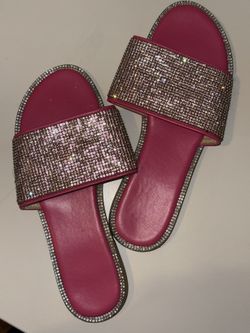 Pink Rhinestone Slides 