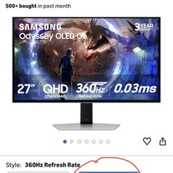 SAMSUNG 27" Odyssey OLED G6 (G60SD) Gaming Monitor Anti Glare