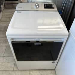 Maytag 27 Inch 7.4 Cu.ft Smart Capable White Electric Dryer With Hamper Door And Advanced Moisture 