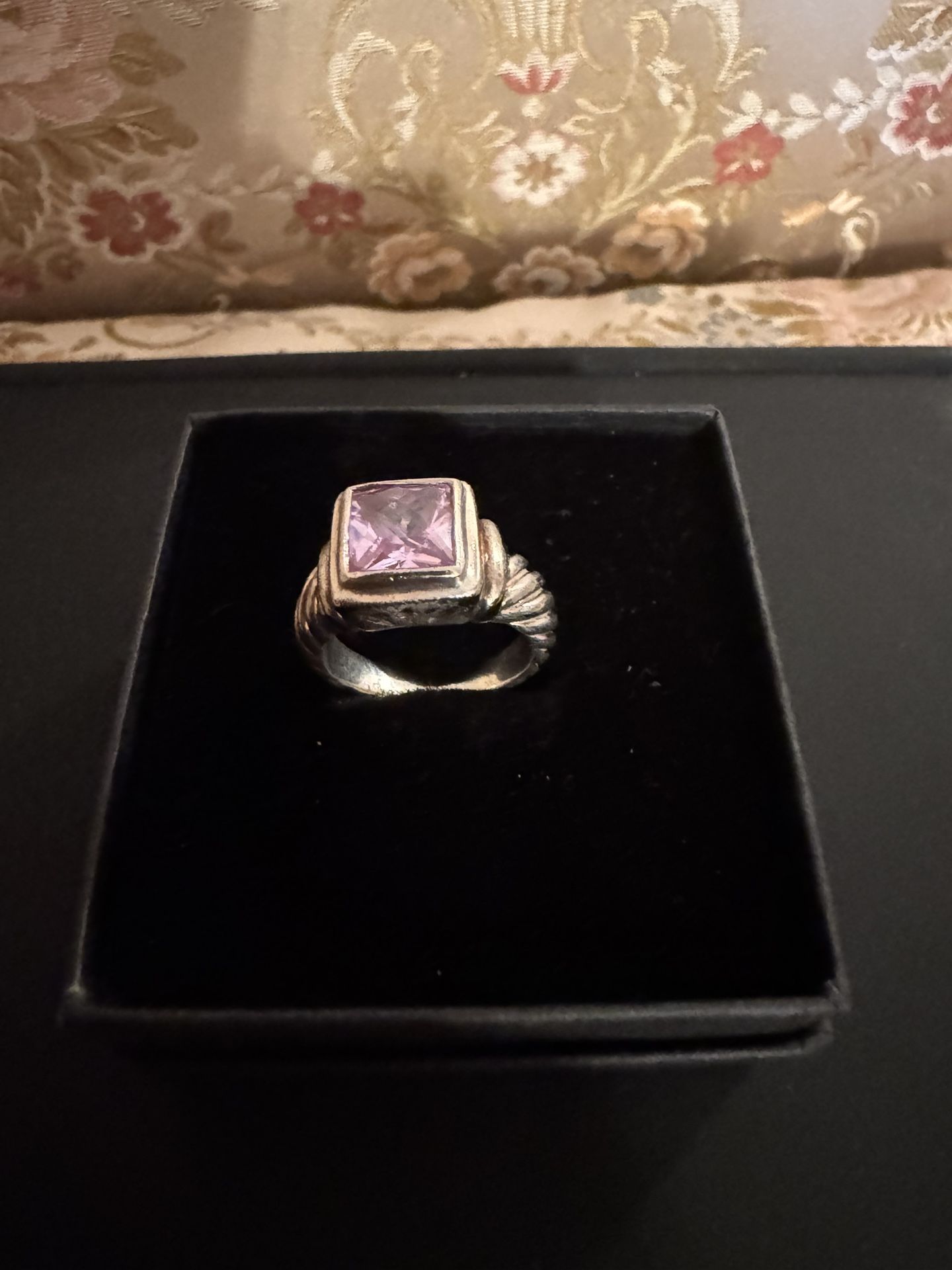 Vintage 925 Silver Ring With Purple Amethyst Size 7.5