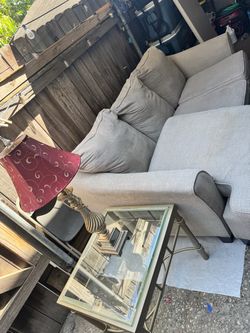 Multiple Items: L shape sofa, 2 lamps, side tables,