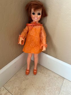 Vintage Crissy Doll with Orange Lace Dress