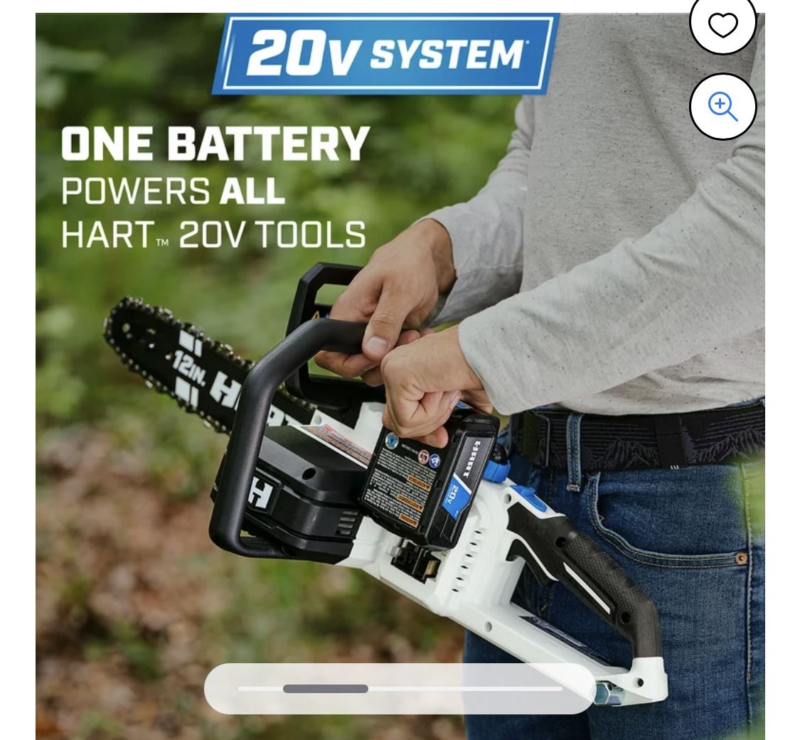 HART 20 Volt 12 Inch Cordless Chainsaw (1) 20 Volt Lithium