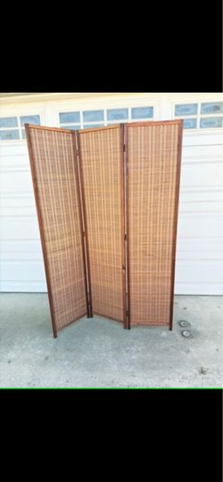 67” tall 3 Panel Rattan Room Divider