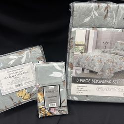 Floral Printed Quilts W/ Pillow Shams