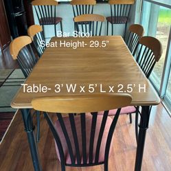 Kitchen Table, 6 Chairs, 3 Barstools 