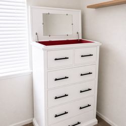 ✨ Modern White Tall Dresser w/ Jewelry Lift Top ✨