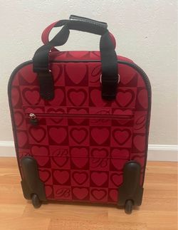 Brighton Weekender Rolling Carry On Suitcase Red Heart Tapestry Travel Bag