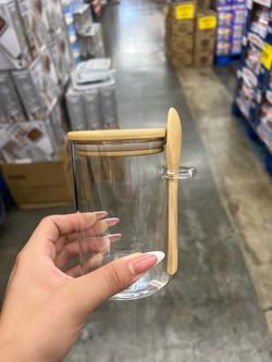 Glass Storage Jar with Bamboo Lid and Spoon