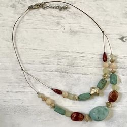 Double Strand Beaded Turquoise Necklace