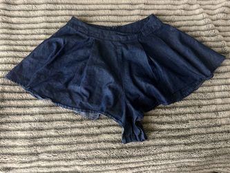 Denim Pleated Shorts