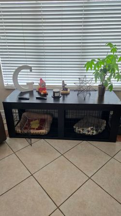Custom Dual Dog Crate Console wooden table.