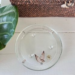 5 Inch Decorative Candle Holder Plate,  Heavy Thick Clear glass
