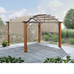 Outdoor Patio Pergola With Sling Canopy 