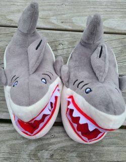 Shark Plush Novelty Slippers (child's size 4-5)