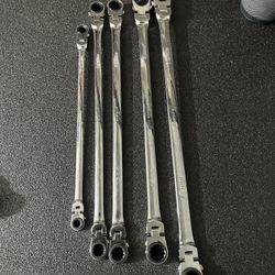ICON Extra Long Professional Double Box Flex Ratcheting Wrench Set, 5-Piece