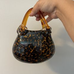 Adorable Vintage Glass Purse Vase