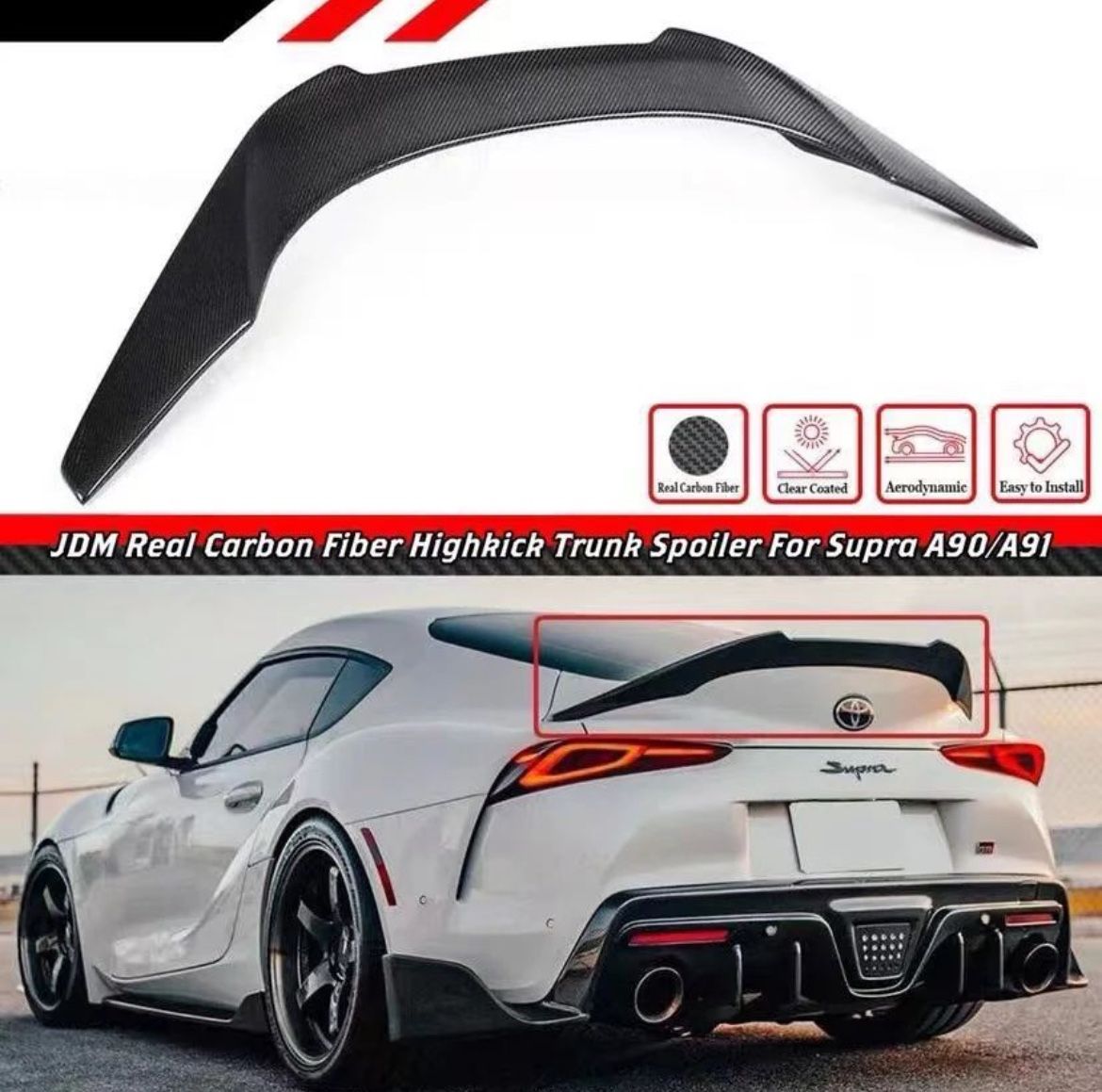 A90 A91 Supra V Style Full Carbon trunk Spoiler