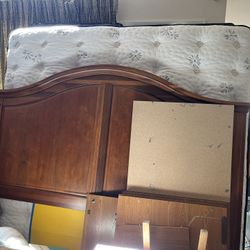 King Size Mattress, Frame, Headboard, Low Dresser