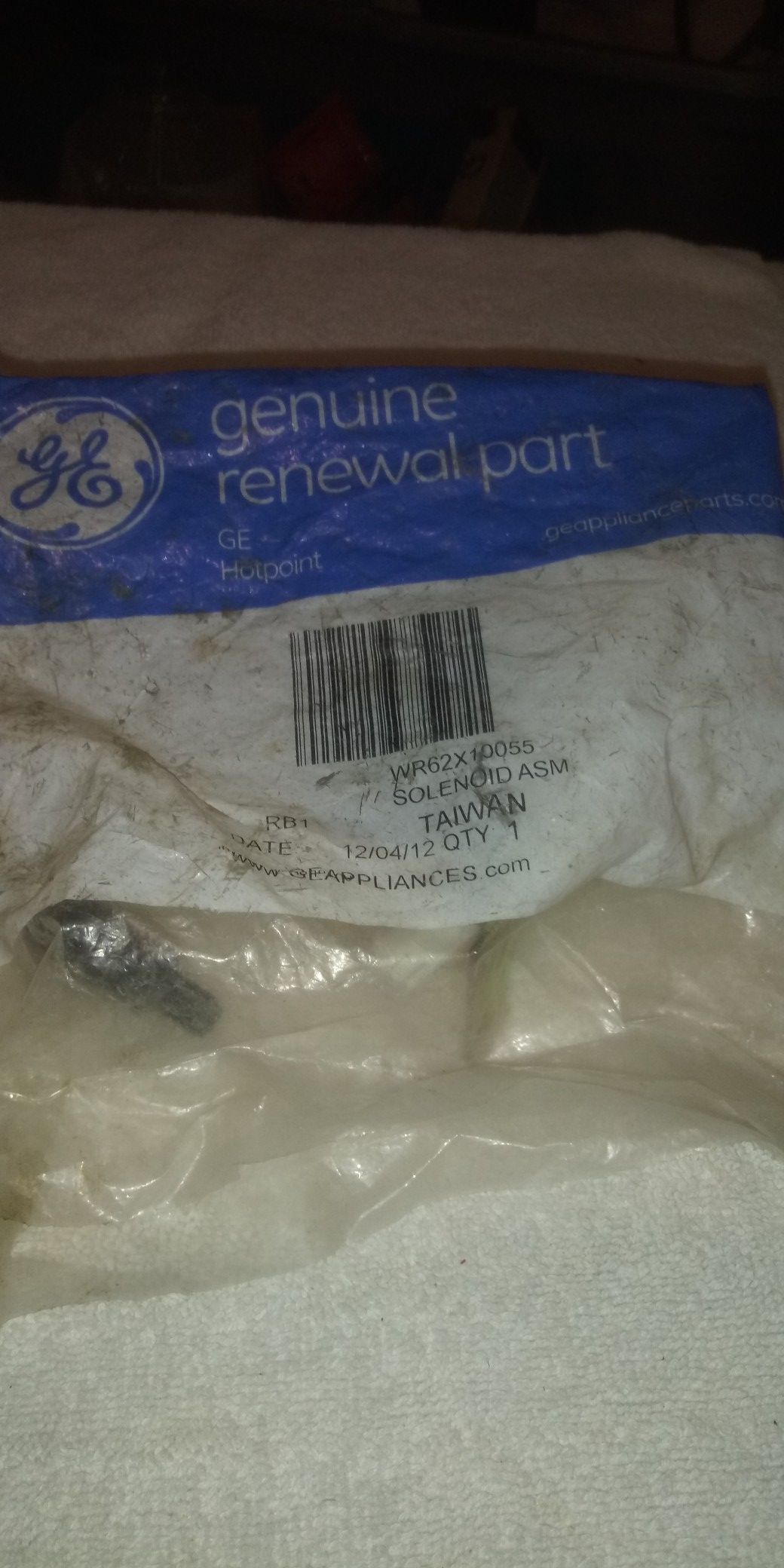 G.E. solenoid Asm renewal part