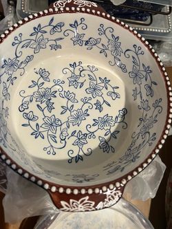 Temptations Floral Lace Mixing Bowl Set in blue